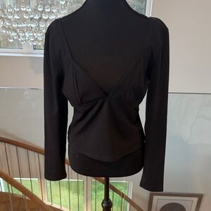 Free People Elegant Black Long Sleeve Top